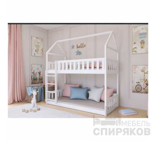 Кровать-домик двухъярусная детская Атланта